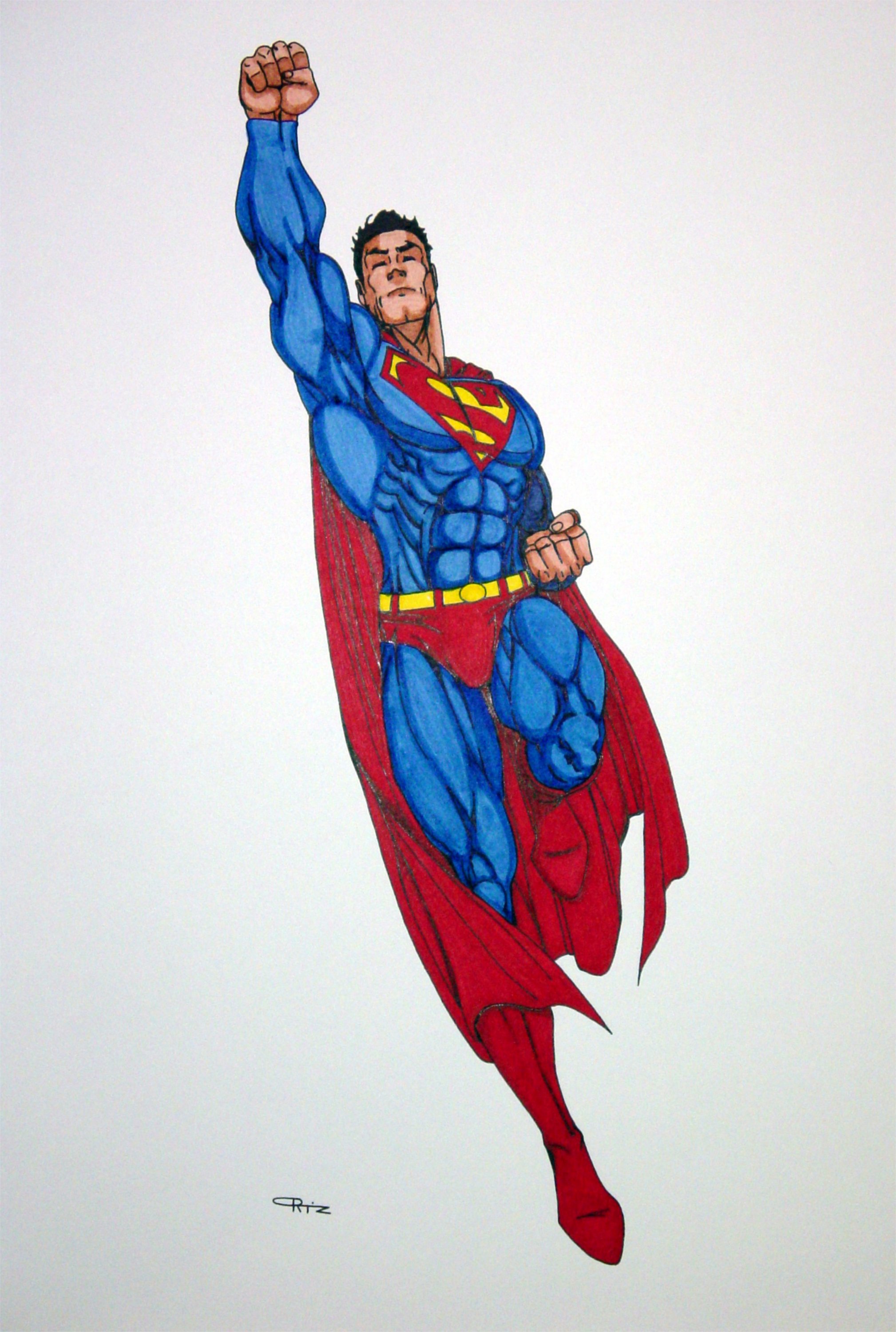 superman flying colored