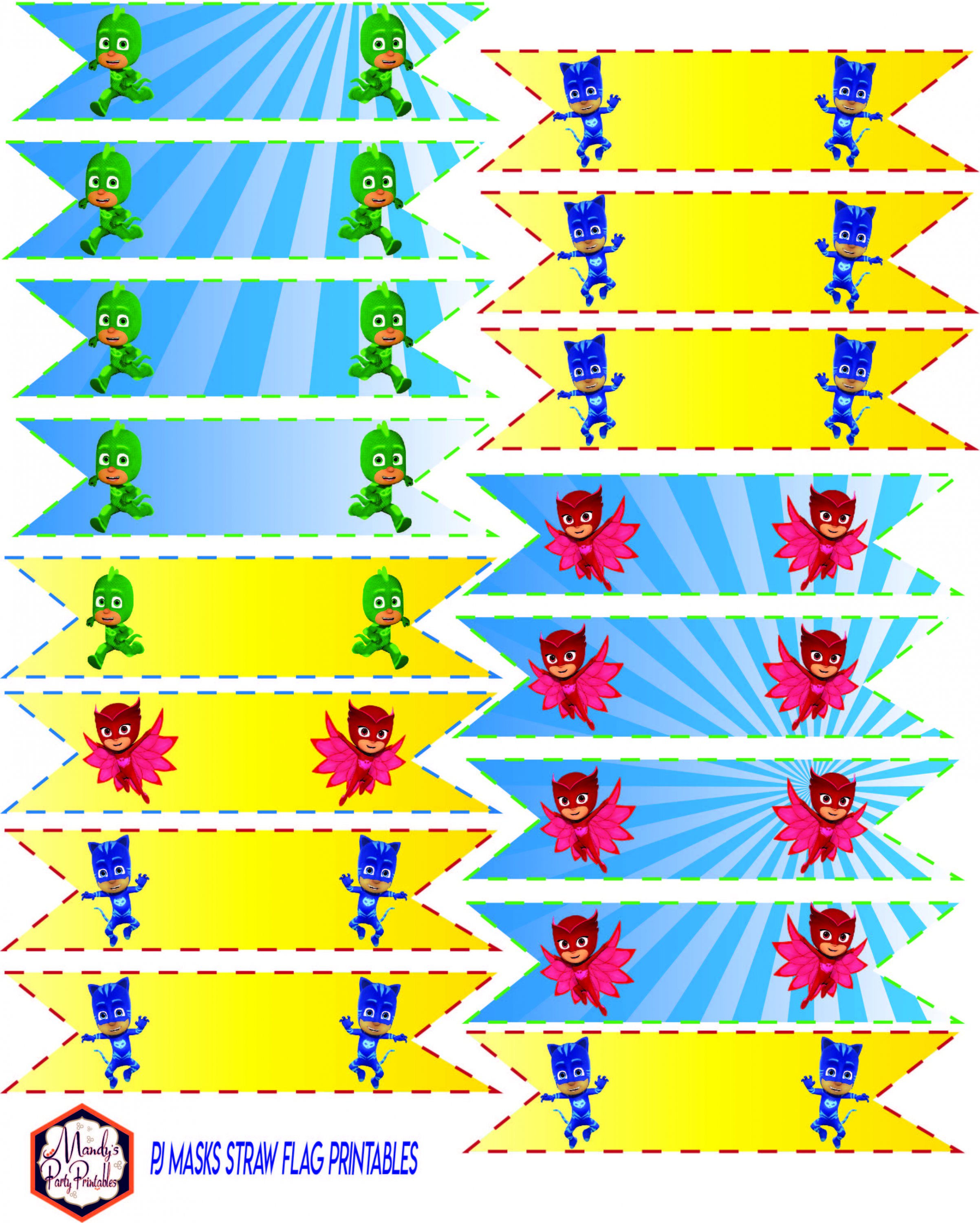 PJ-Masks-Straw-Flags