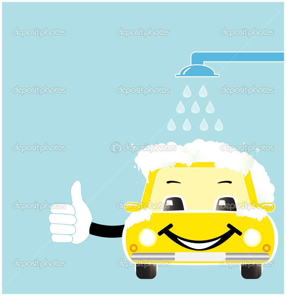 Smile cartoon car wash