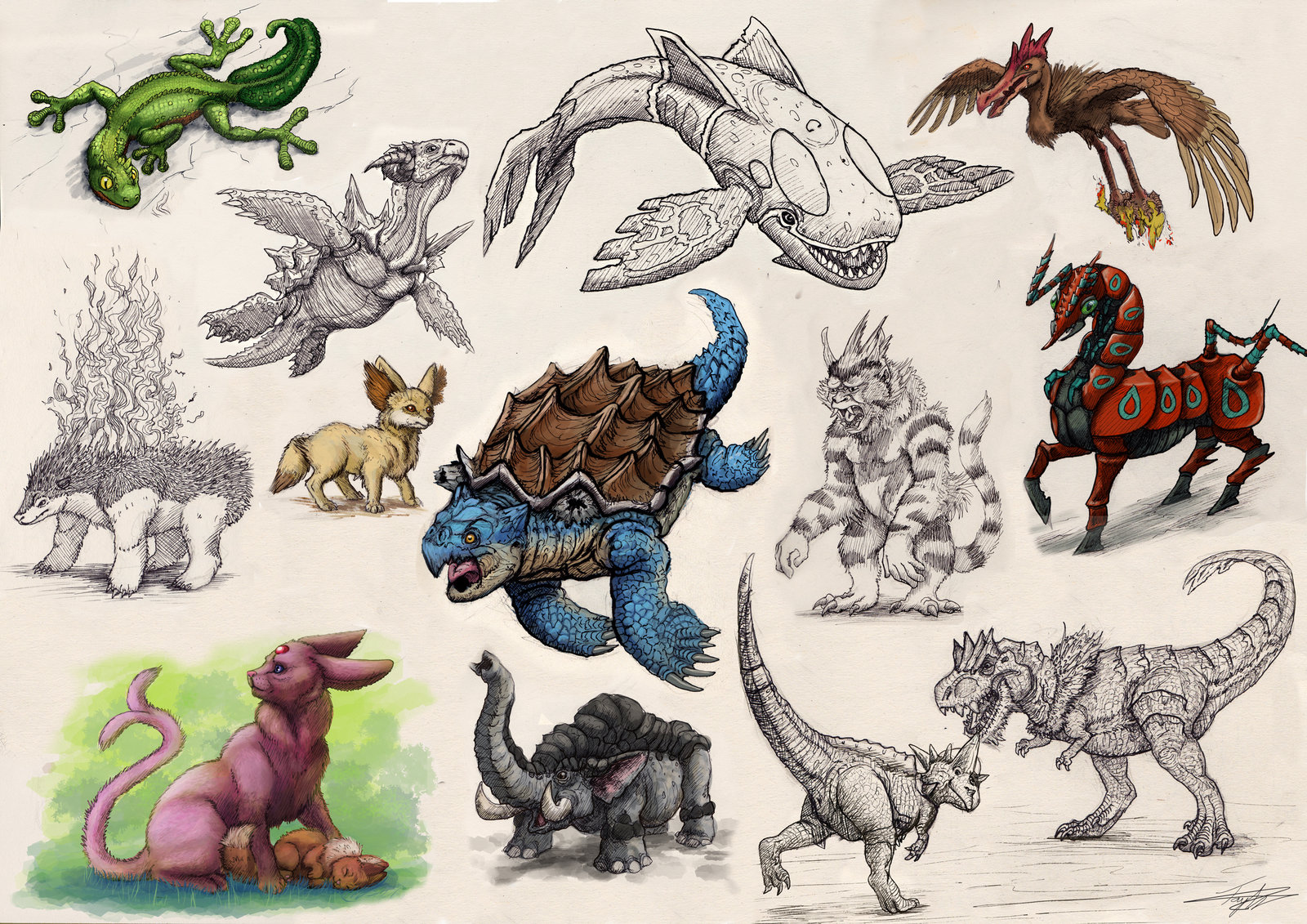 realistic pokemon sketches