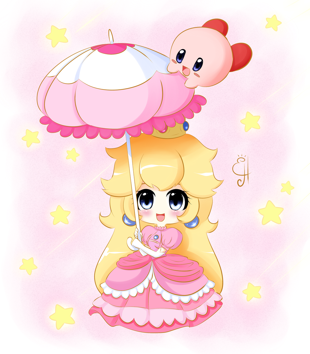 chibi peach and kirby