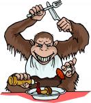 cartoon monkey eating mushroom