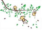 three monkey playing on tree